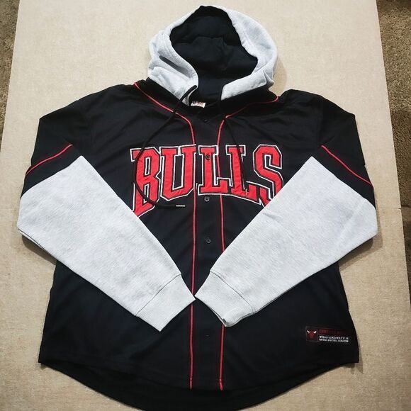 Ultra Game NBA Chicago Bulls Button Up Long Sleeve Hoodie Shirt #U - Picture 4 of 7